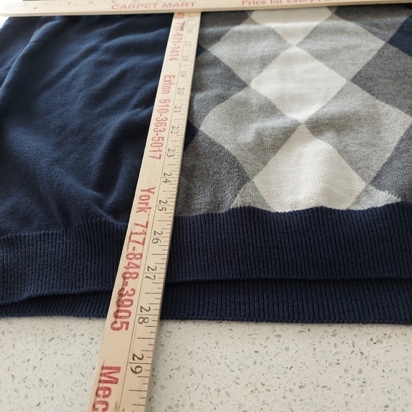 AXIST Sweater Vest Argyle XXL Navy Blue Gray 100% Cotton Classic Preppy EUC - Picture 8 of 10